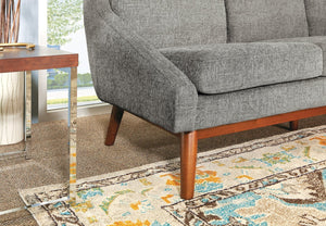OSP Home Furnishings Mid-century Open Arm Sofa with Coffee Finish Wood Legs and Plush Upholstered Cushions SL4433R-MC4