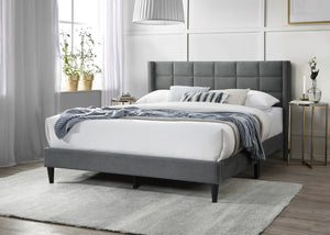 English Elm Modern Diamond Tufted Platform Bed Burlap Upholstered Frame for Loft Bedrooms Gray B011P418599