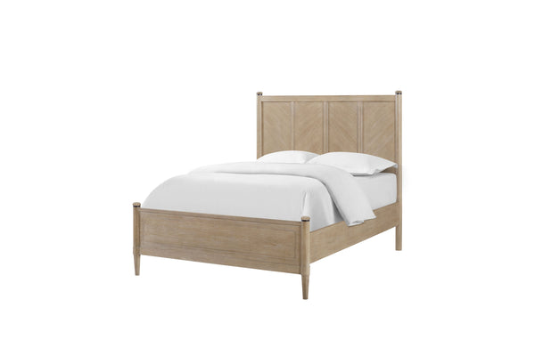English Elm Queen Lo-Post Bed Sand Finish - Transitional Solid Wood & MDF Frame, Low-Profile Design, Warm Centerpiece B2699S00017
