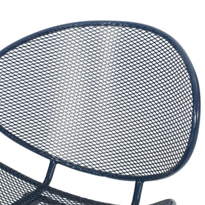 English Elm Christopher Knight Home® - ELBA Modern Mesh Shell Chat Set with Powder-Coated Iron Frame, Retro Minimal Outdoor Seating Navy Blue N775P250740N