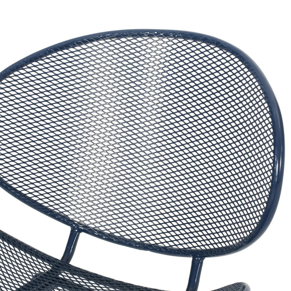 English Elm Christopher Knight Home® - ELBA Modern Mesh Shell Chat Set with Powder-Coated Iron Frame, Retro Minimal Outdoor Seating Navy Blue N775P250740N