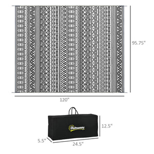 English Elm Outsunny Reversible Boho Polypropylene Outdoor Rug Waterproof Portable Mat with Carry Bag W2225P174557