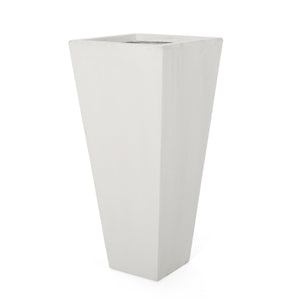 English Elm Christopher Knight Home® - 13" Tapered Modern MGO Cast Stone Planter Matte White – Durable Lightweight Outdoor Accent, No Assembly 69575.00WHI