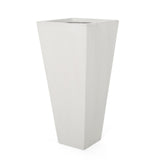 Christopher Knight Home® - Noble House - Ella Outdoor Modern Medium Cast Stone Planter, White