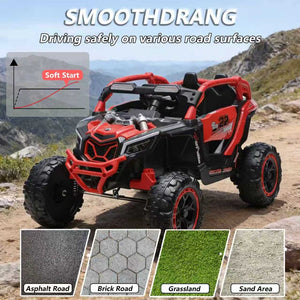 English Elm 24v Kids Ride on Utv with Parental Remote Independent Suspension and Bluetooth Audio Red W3662P456693