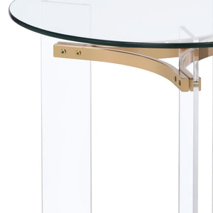 English Elm Sosi Gold Finish End Table with 10mm Tempered Glass Top, Acrylic Metal Frame, Modern Chic Design B2726P281897