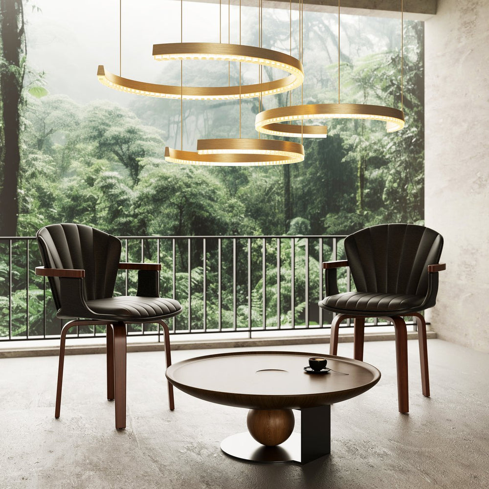 English Elm Mid-Century Bentwood Swivel Dining Chairs Set Of 2 – Stylish Pu Leather Accent Chairs In Black N842P290039B