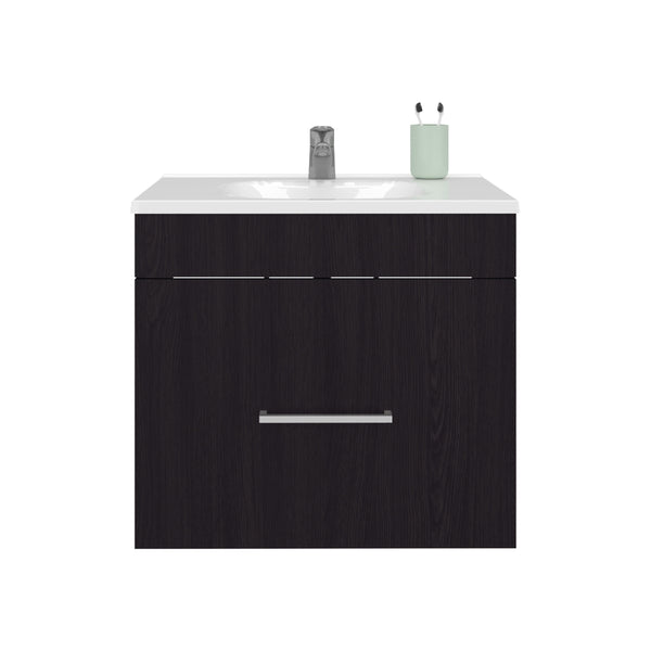 English Elm Bathroom Vanity with Sink Engineered Wood, Single Drawer Storage, Compact Modern Minimalist Design Black 28.35 L x 23.23 W x 11.81 H B097P350323