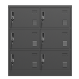 English Elm 6-Door Employee Storage Locker, Metal Lockers For Office, Gym, School, and Homewith Card Slot (Black)