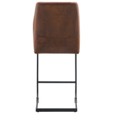 English Elm A Set Of Two Brown Chairs, Including Suede Cushions and Black Metal Legs. Small Size, Suitable For Select Groups, Suitable For Dining Room, Kitchen, Terrace and Guest Office Chairs (Set Of 2)