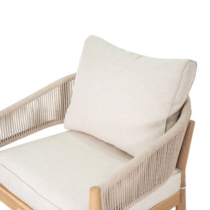 English Elm Christopher Knight Home® - Verona Outdoor Acacia Wood Club Chair Set Of 2 With Beige Cushions & Handwoven Rope For Patio Style N775P309256A