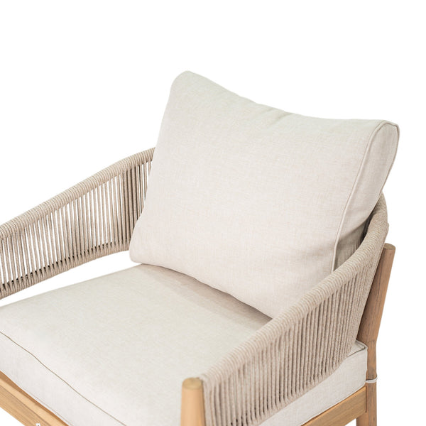 English Elm Christopher Knight Home® - Verona Outdoor Acacia Wood Club Chair Set Of 2 With Beige Cushions & Handwoven Rope For Patio Style N775P309256A
