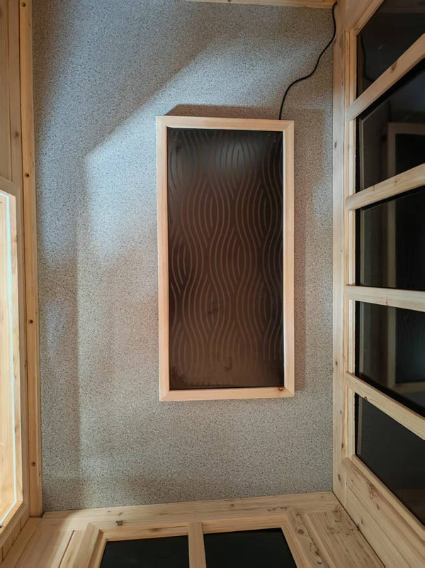 English Elm Portable Hemlock Wood Far Infrared Sauna Floor Heater Slim Radiant Foot Warmer W632P425516
