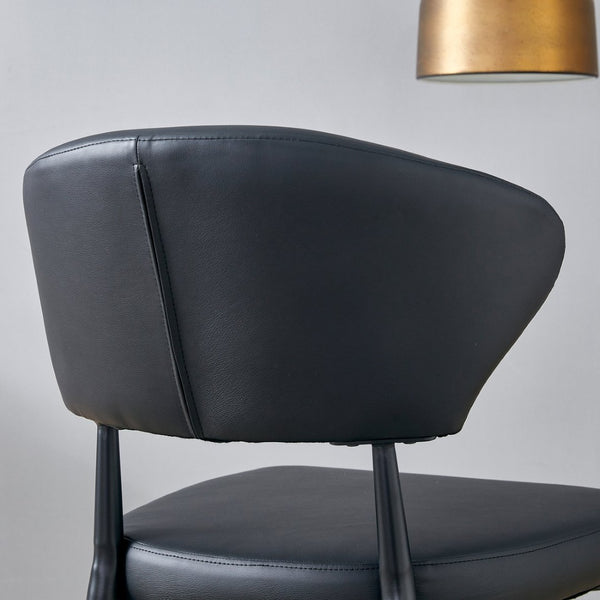 English Elm Table Set: Modern Transparent Glass Dining Table With 4 Ergonomic Black Pu Chairs For Stylish Comfort W1151S03671-GIGA