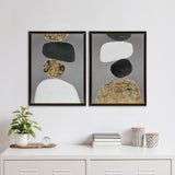 INK+IVY Neutral Stones Modern/Contemporary Figural 2-piece Framed Canvas Wall Art Set II95C-0160 Black