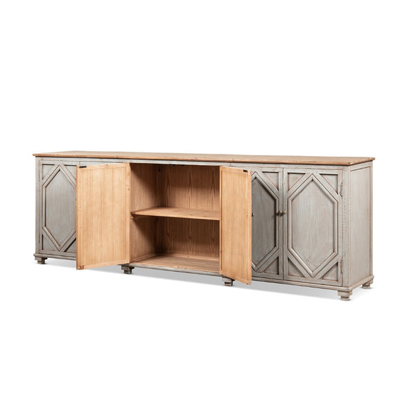 English Elm Colette Reclaimed Pine Six Door Sideboard Wide Farmhouse Storage for Dining Rooms B2719P489278