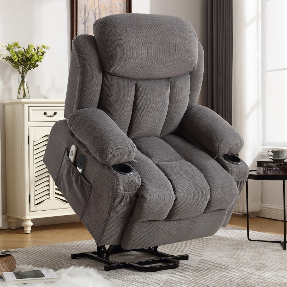 English Elm Power Lift Recliner with Heat Massage Ergonomic Fabric Chair for Living Room W1807P298721