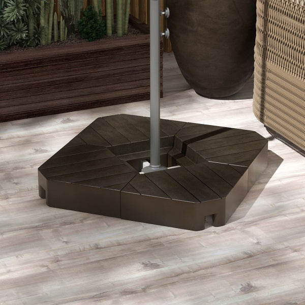English Elm Outsunny 4-Piece Patio Umbrella Base Weight Set, Stylish Faux Wood Design With 176 Lb Capacity Sand W2225P174146-GIGA