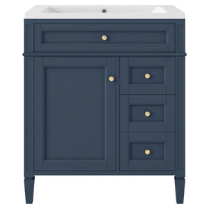 English Elm 30'' Modern Bathroom Vanity With Soft-Close Drawers, Tip-Out Storage & Elegant Roman Legs, White SW000122AAC-2