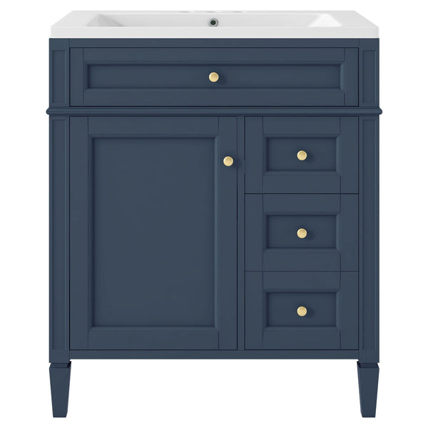 English Elm 30'' Modern Bathroom Vanity With Soft-Close Drawers, Tip-Out Storage & Elegant Roman Legs, White SW000122AAC-2