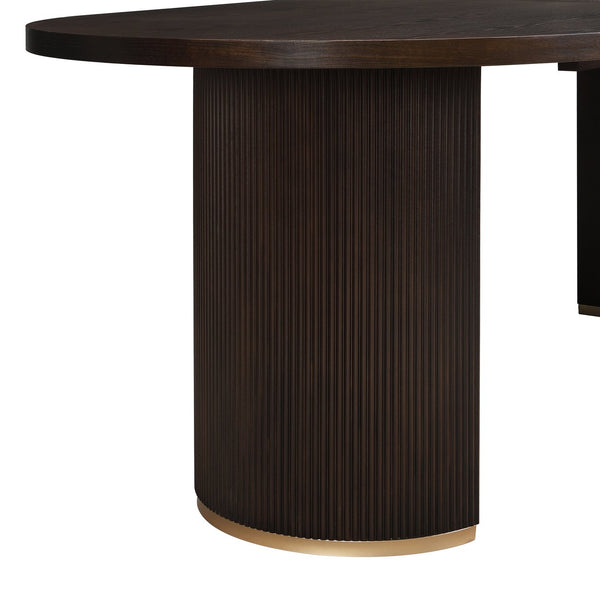 English Elm Christopher Knight Home® - Oval Dining Table Double Pedestal In Rich Espresso - Modern-Rustic Design For Family Gatherings N771P265584O_N771P265585O