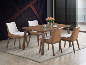 English Elm Ginny Walnut 5-Piece Dining Set with Bouclé & Velvet Chairs, 63" Wood Table, 220lb Seats B2726S00438