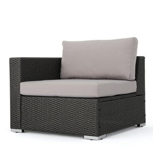 English Elm Christopher Knight Home® - SANTA SANTA ROSA Left Armchair in Grey Rattan with Aluminum Frame — Weatherproof, Modern Comfort Grey+Silver 65057.00ALUGRY