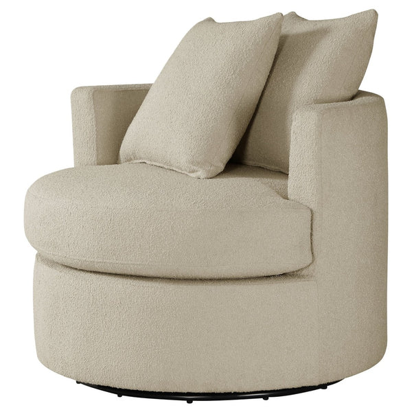 English Elm Quinn Swivel Accent Chair Rounded Silhouette Fabric Upholstery for Living Room Camel B062P441090