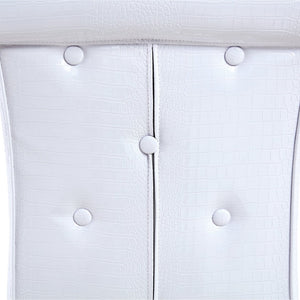 English Elm A Set of 2 Glam Faux Alligator Pvc Barstools with Crystal Buckle Detail White W1512P491871