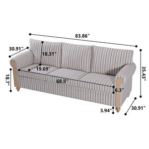English Elm 3 Seater Pu Leather Sofa with Roll Arms Pocket Spring Support and Birch Legs W680P409288
