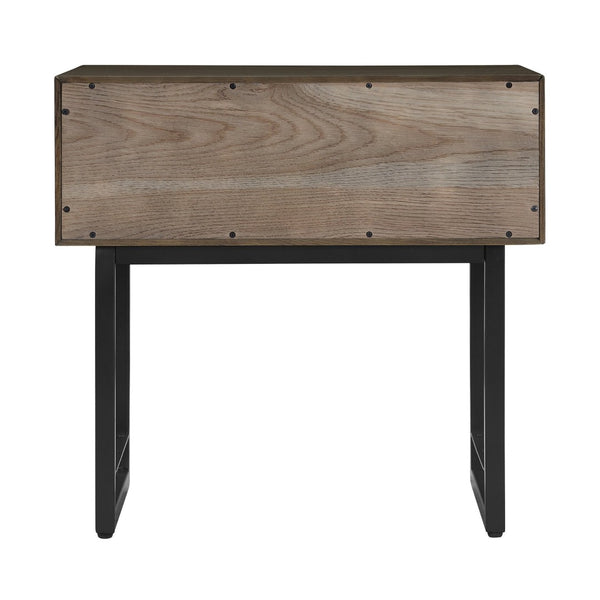 English Elm Marquis Oak Wood Single Drawer Nightstand with Black Metal Legs for Modern Bedroom B2736P464850