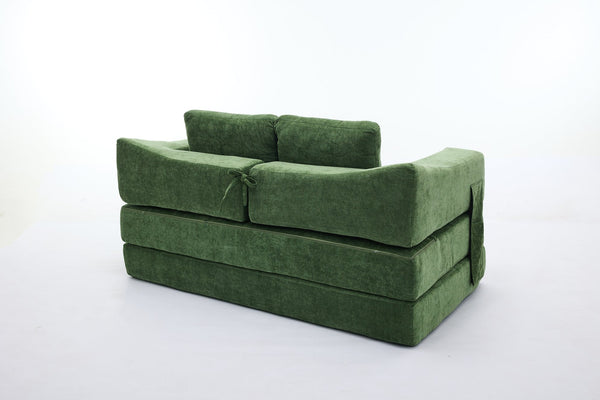 English Elm Modern Modular Chenille Sofa Bed Fold-Out Convertible Floor Couch with Removable Backrest & Pockets in Green W1829P192398