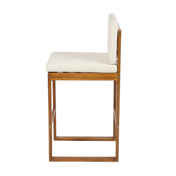 English Elm Christopher Knight Home® - Outdoor Acacia Wood Barstool set brings rustic-modern charm, durable solid wood, water-resistant cushions, easy assembly Teak+ Beige 43 L x 24.25 W x 11.5 H N776P285374T