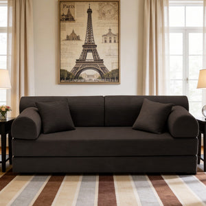 English Elm Convertible Corduroy Floor Sofa Folds Flat as Sleeper Daybed for Studio Living Brown W5532P438820