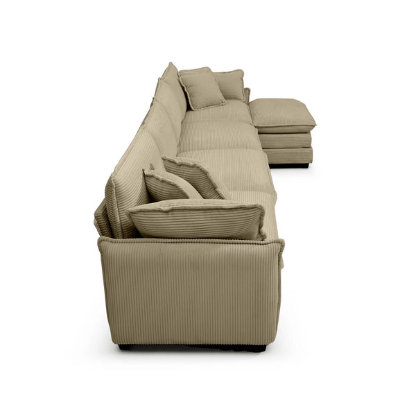 English Elm Corduroy 4-Seater Sofa With Footstool - Modern Comfort Upholstered In Soft Fabric For Any Space W714S00721