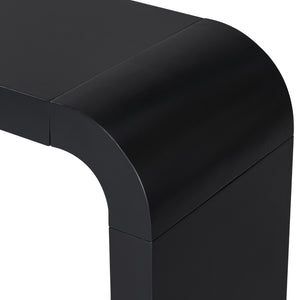 English Elm U_style Acacia Veneer Minimalist Console Table Slim Two Leg Frame for Entryway Halls Black N711P213374B