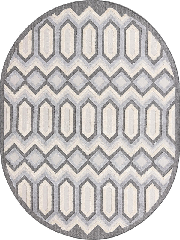 Unique Loom Arlo JJ Machine Made Tribal Rug Charcoal, Ivory/Gray 7' 10" x 10' 0"