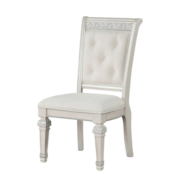 English Elm Traditional Elegant 2pc Arm Chair Set with Upholstered Seats, Ornate Corbels, Solid Rubberwood Finish Ivory 44 L x 23 W x 17 H B2741P407592