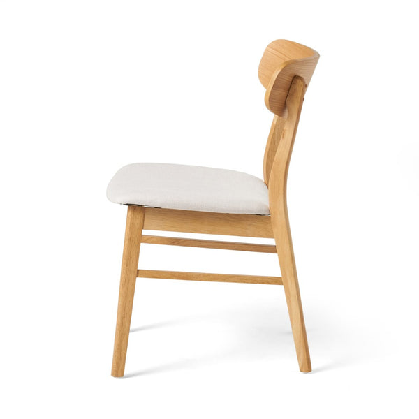 English Elm [video] Set of 2 Minimalist Dining Chairs with Cushioned Seats and Oak Rubberwood Legs N759P371095K