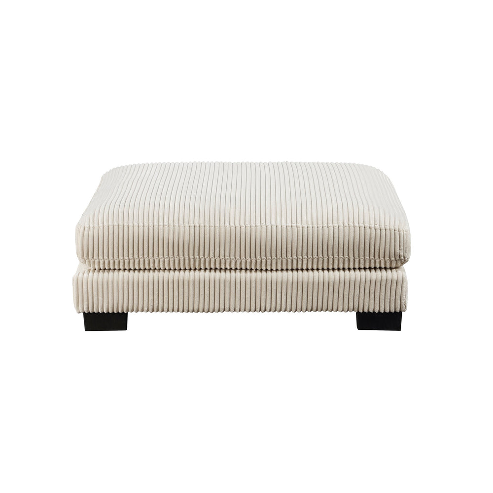 English Elm 1pc Traverse Modular Ottoman Plush Beige Corduroy Upholstery 45” Square Configurable Seat Piece 18"H B011P220633
