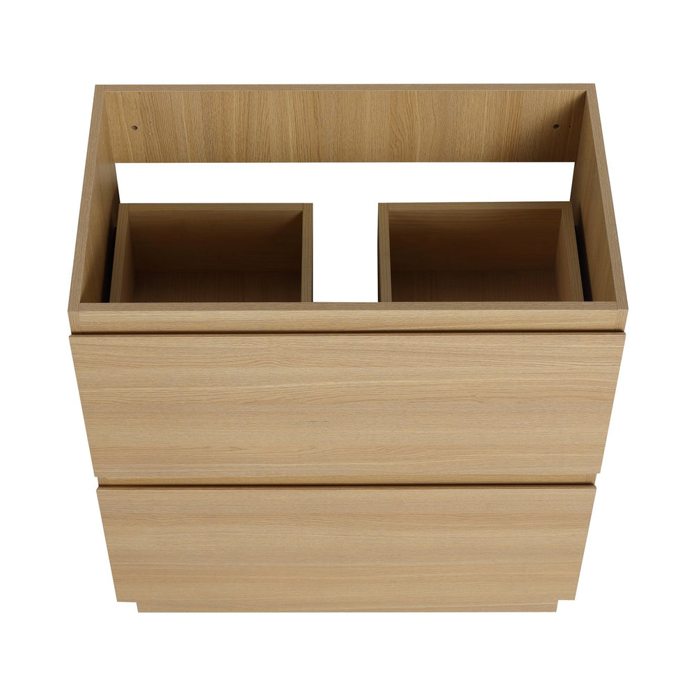 English Elm 30" Modern Bathroom Vanity without Sink – 30" Freestanding Engineered Wood Cabinet with Dual Drawers, Waterproof Finish, Easy Assembly Oak W1972P188250