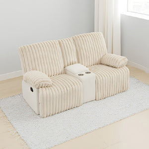 English Elm Manual Wall Hugger Reclining Sofa Set Corduroy Upholstered with Hidden Cup Holders W3900S00005