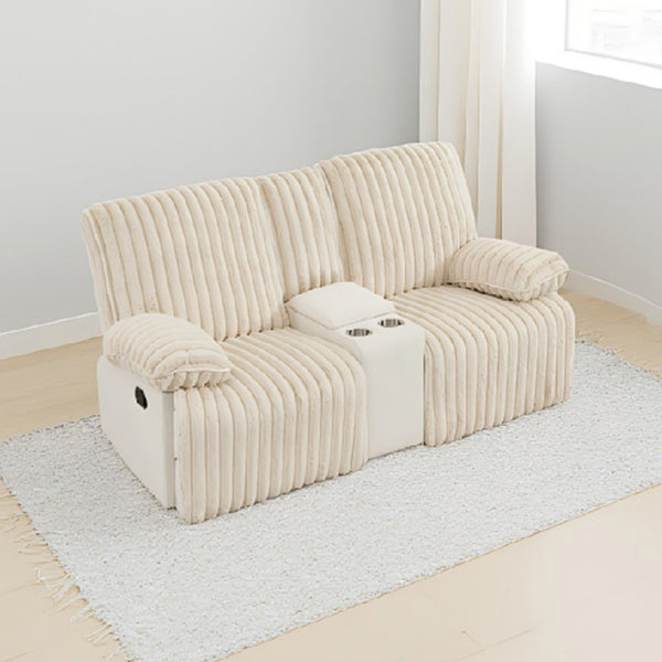 English Elm Manual Wall Hugger Reclining Sofa Set Corduroy Upholstered with Hidden Cup Holders W3900S00005