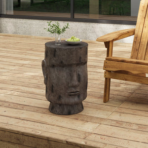English Elm Christopher Knight Home® - Outdoor Moai Head Side Table - Light Grey Magnesium Oxide Pedestal, Weatherproof Accent Stool N770P342313L