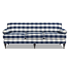 English Elm Jennifer Taylor Home - Alana Three-Cushion Tightback Sofa In Elegant Blue Lattice Woven Fabric For Timeless Style & Comfort B2719P238315