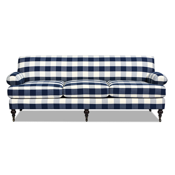 English Elm Jennifer Taylor Home - Alana Three-Cushion Tightback Sofa In Elegant Blue Lattice Woven Fabric For Timeless Style & Comfort B2719P238315