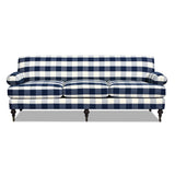 English Elm Alana Lawson Three-Cushion Tightback Sofa, Blue Lattice Woven