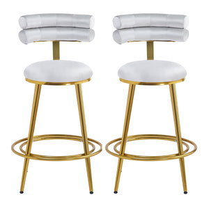 English Elm Christopher Knight Home® - 27.65'' 27.65" Modern Counter Stools Set of 2 with Luxurious Velvet Upholstery, Ergonomic Curved Back, Iron Frame & Footrest Light Gray N780P194940W