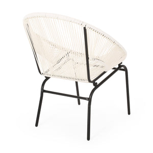 English Elm Christopher Knight Home® - NUSA Faux Wicker 3-Piece Outdoor Patio Chat Set with Rustproof Iron Frame, Curved Club Chairs & Loveseat White NUSA3PCSETWHI