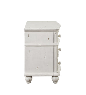 English Elm Antique Elegant 3-Drawer Nightstand with Dovetail Drawers, Felt-Lined Top, Full-Extension Glides Antique White B062P215405